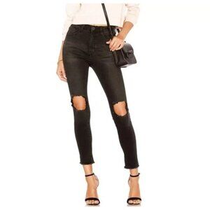 One Teaspoon High Waist FreeBird Skinny Jeans 29R Black Punk Distressed Nwt